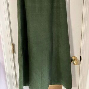 Dark Green Linen Maxi Skirt